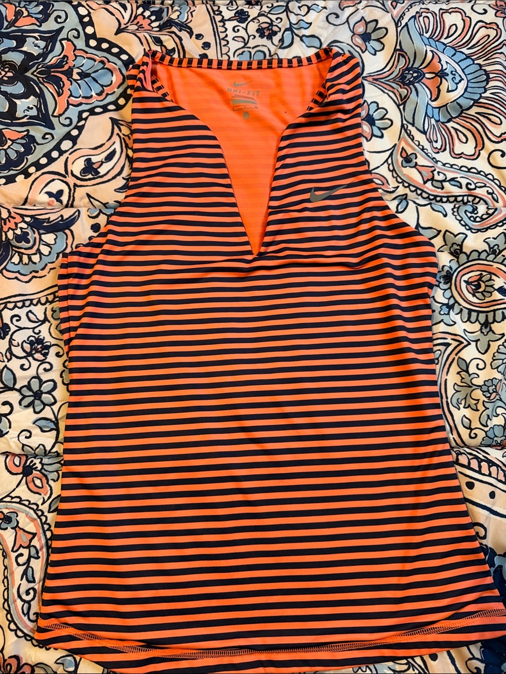 Nike Orange & Black Striped Sleeveless One-Piece